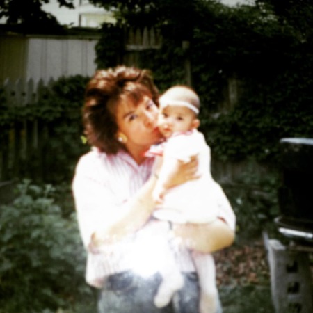Old photo,Jessica with her mother.